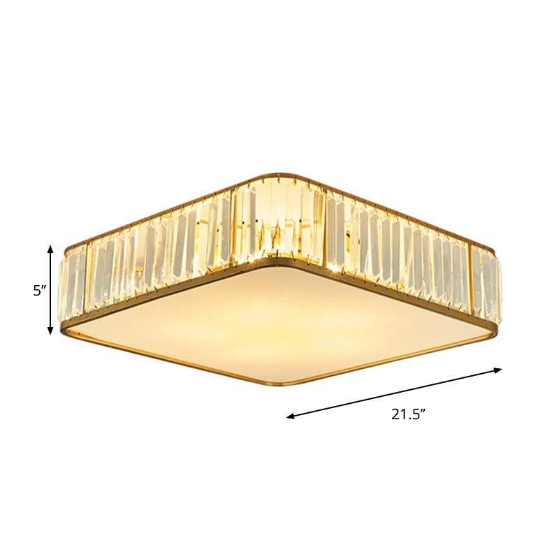 Premium LED 14"/18"/21,5' W vierkante kristallen plafondlamp moderne 3/4/5 lampen slaapkamer inbouwverlichting goud