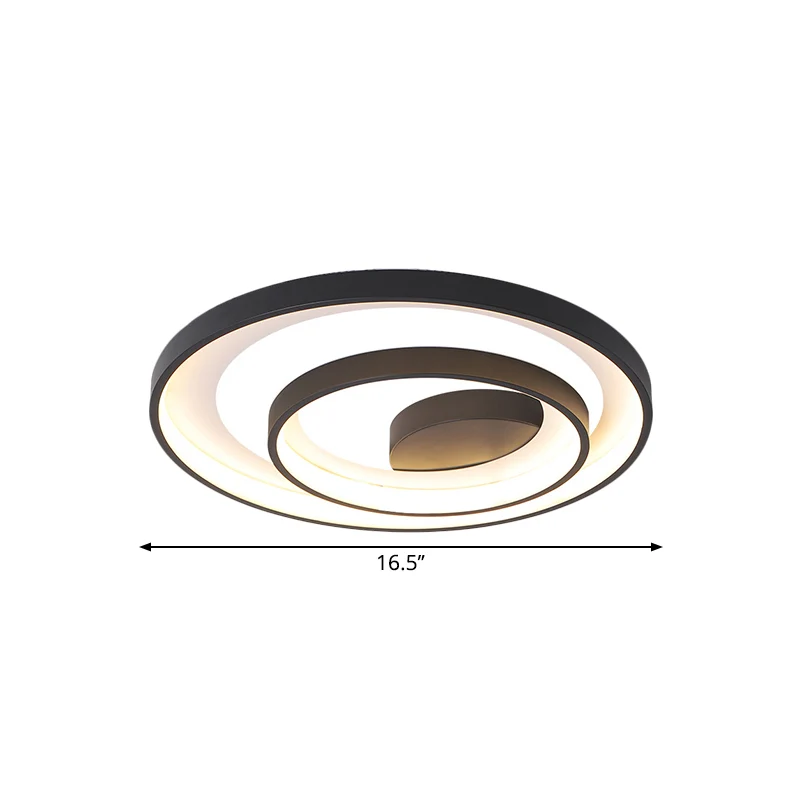 Premium LED 16,5"/20,5" W Cirkelplafondlamp Eenvoud Metallic Slaapkamer LED Inbouwverlichting zwart, warm/wit zacht