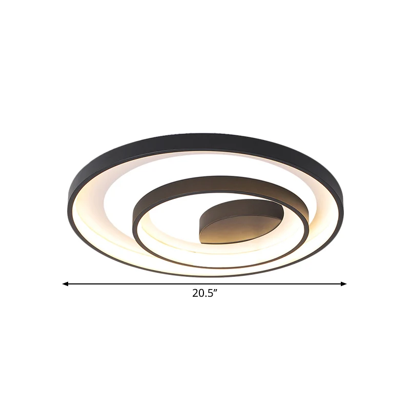 Premium LED 16,5"/20,5" W Cirkelplafondlamp Eenvoud Metallic Slaapkamer LED Inbouwverlichting zwart, warm/wit zacht