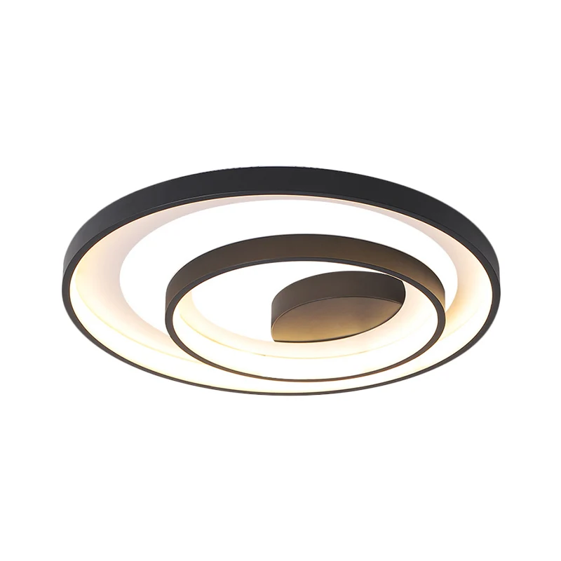 Premium LED 16,5"/20,5" W Cirkelplafondlamp Eenvoud Metallic Slaapkamer LED Inbouwverlichting zwart, warm/wit zacht