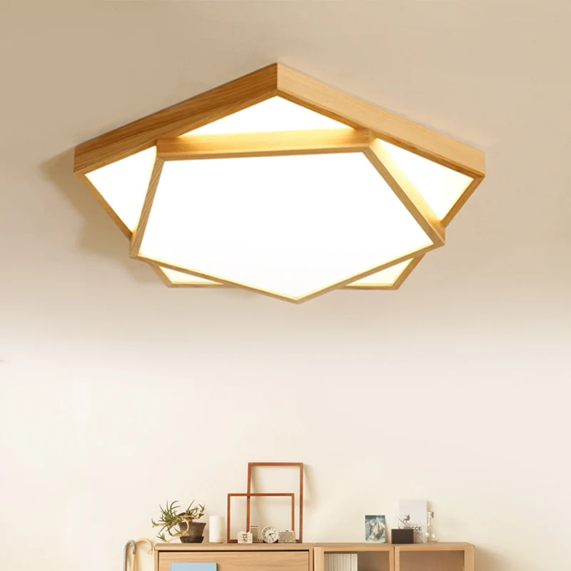 Premium LED Houten 2-laags inbouwlamp Nordic LED-acryl plafondlamp voor slaapkamer