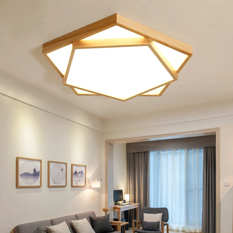 Premium LED Houten 2-laags inbouwlamp Nordic LED-acryl plafondlamp voor slaapkamer