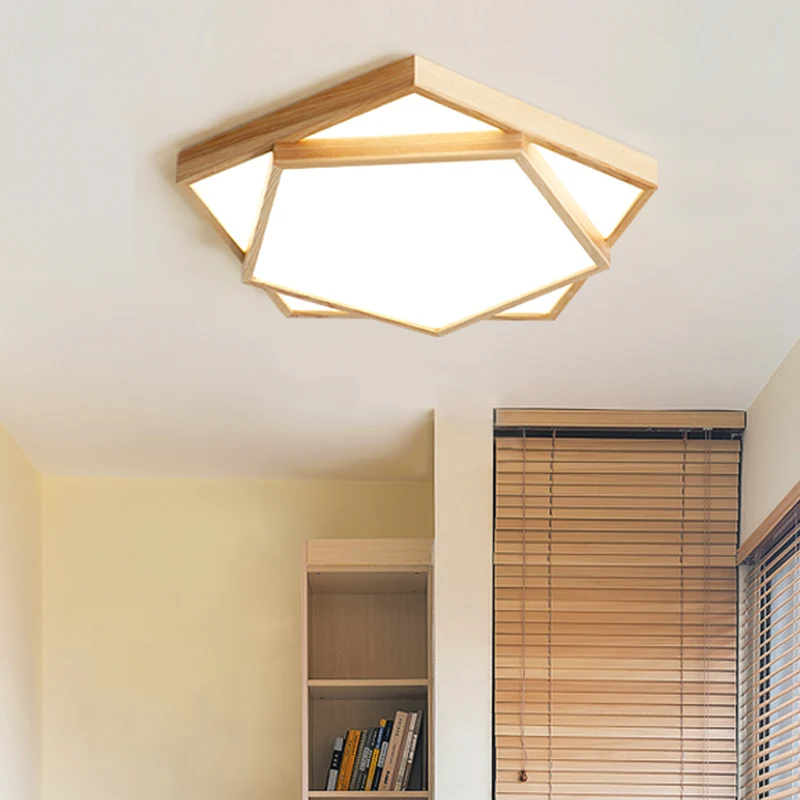 Premium LED Houten 2-laags inbouwlamp Nordic LED-acryl plafondlamp voor slaapkamer