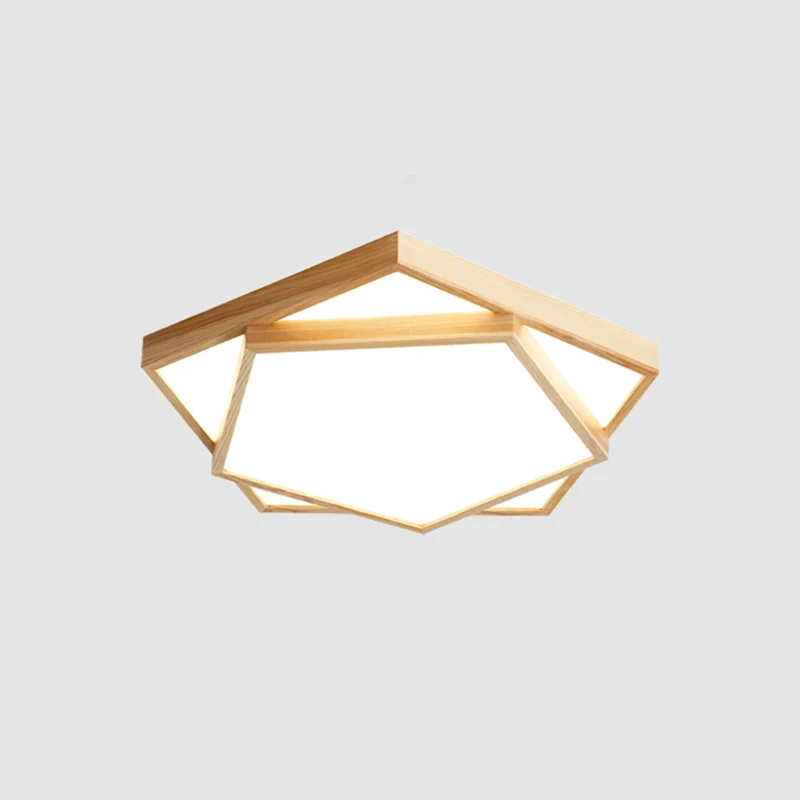 Premium LED Houten 2-laags inbouwlamp Nordic LED-acryl plafondlamp voor slaapkamer