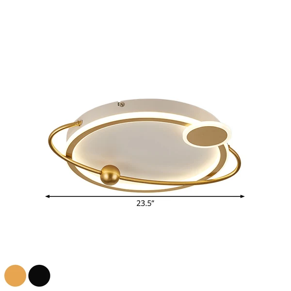 Premium LED Metalen ronde plafondmontage hedendaagse goud/zwarte LED-inbouwverlichting warm/wit zwak, diameter 19"/23,5"