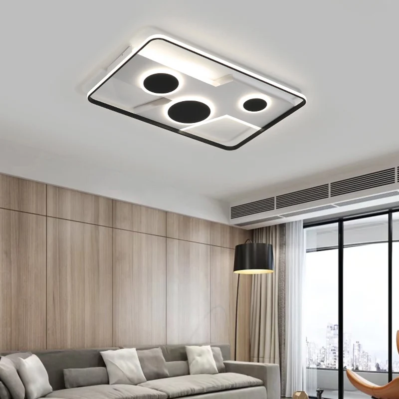 Rechthoekige inbouwlamp Acryl zwart-witte LED-plafondlamp, warm/wit licht/afstandsbediening Traploos dimmen met Afstandsbe...