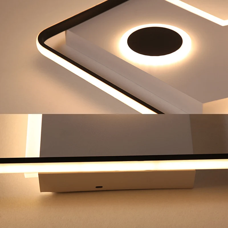 Rechthoekige inbouwlamp Acryl zwart-witte LED-plafondlamp, warm/wit licht/afstandsbediening Traploos dimmen met Afstandsbe...