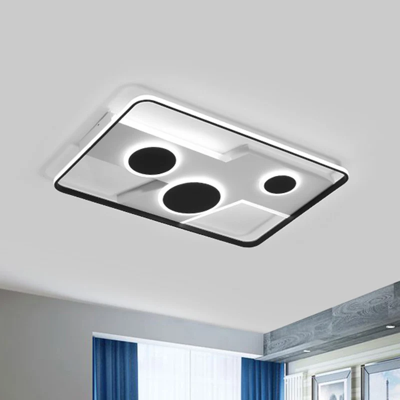 Rechthoekige inbouwlamp Acryl zwart-witte LED-plafondlamp, warm/wit licht/afstandsbediening Traploos dimmen met Afstandsbe...