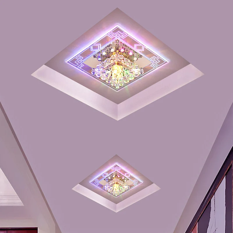 Rhombus inbouwplafondlamp Modern helder kristal LED-halverlichtingsarmatuur warm/wit/meerkleurig zwak met Afstandsbediening