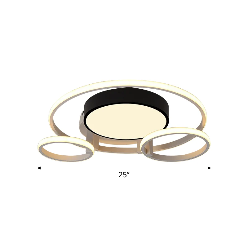 Ronde acryl inbouwplafondlamp Contemporain stijlvol 2/3 lichts zwarte afwerking plafondmontage armatuur voor woonkamer