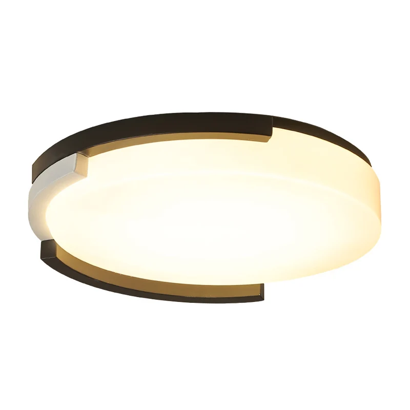 Ronde inbouwlamp Eenvoudige metalen LED zwart-wit plafondlamp met acryl diffuser wit/warm zwak, 16,5"/20,5" breed