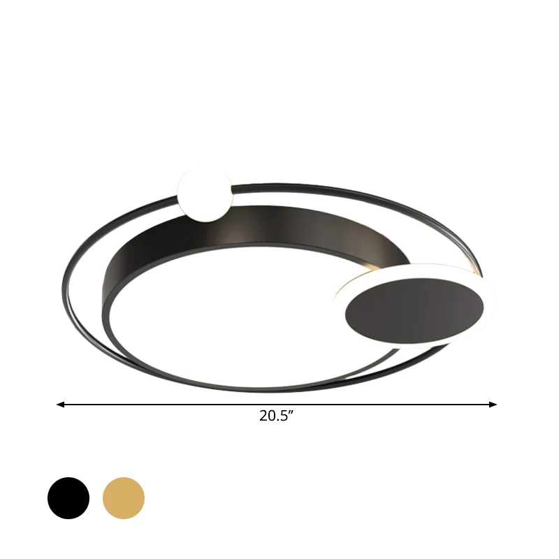 Ronde plafondinbouw eenvoudige acryl zwart/goud LED-inbouwlamp warm/wit helder voor slaapkamer, 16,5"/20,5" W met Afstands...