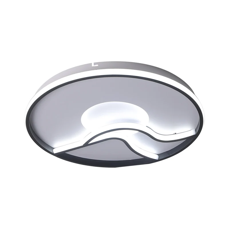 Ronde slaapkamer inbouwlamp metaal 16,5"/20,5"/24,5" diam. LED-minimalisme inbouwlamp zwart, wit/warm helder
