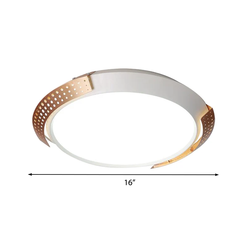Roze/gouden holle metalen plafondarmatuur Moderne 16"/19,5" ronde inbouwplafondlamp voor slaapkamer met Afstandsbediening
