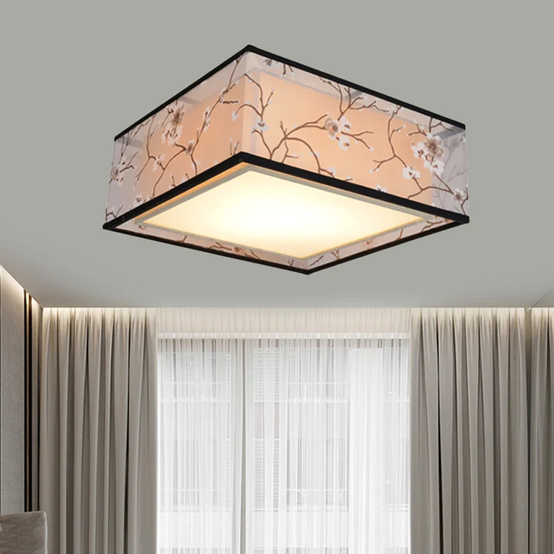 Stof Vierkant Inbouwlicht Traditionele Stijl 4/5 Lichten Woonkamer Plafond Inbouw Wit, 16"/19,5"/23,5" Wijd