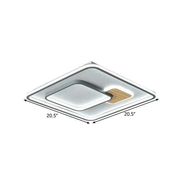 Vierkante acryl plafondgemonteerde armatuur minimalisme LED grijze inbouwlamp warm/wit zacht, 16,5"/20,5" breedte