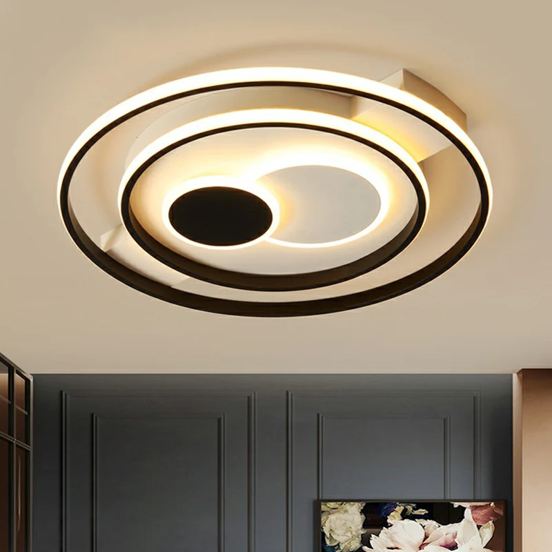 Cirkel LED-plafondgemonteerd armatuur Eenvoud Acryl zwarte inbouwlamp voor slaapkamer | Snel Thuisbezorgd