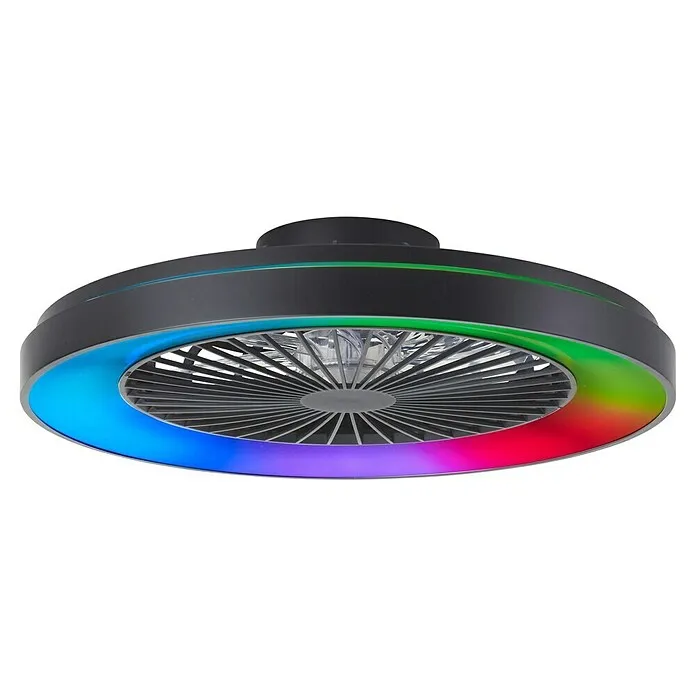 IP44 Waterdichte Brilliant Plafondventilator met LED verlichting - Zwart, 58 cm