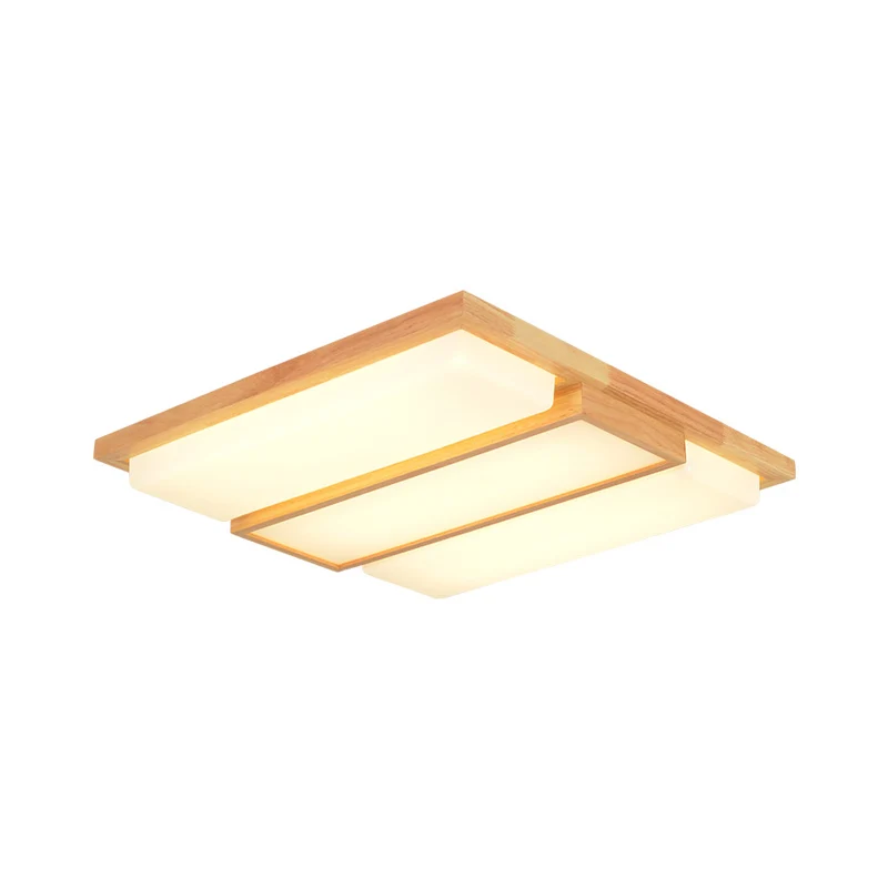 IP44 Waterdichte Symmetrisch gevormde LED-inbouwlamp Eenvoud Houten beige plafondlamp warm/wit helder, 17"/33,5"/40,5" breed