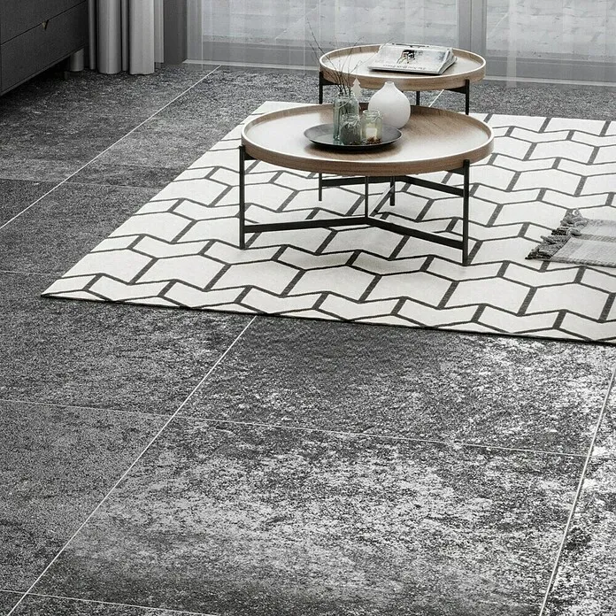 Keramische tegel Ikon - 90 x 90 cm, Antraciet, Mat