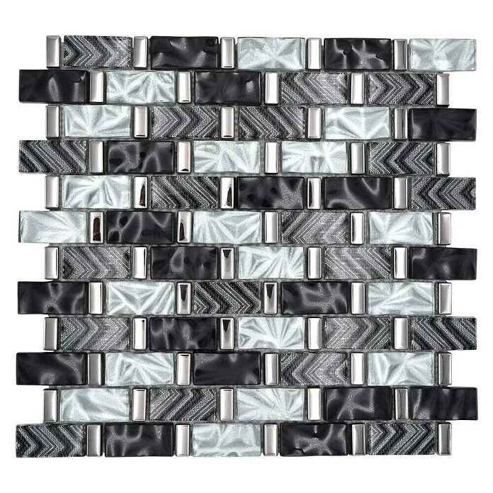 Mozaïektegel brick glas XCM MW10 - 31 x 30 cm, Zilver, Glanzend