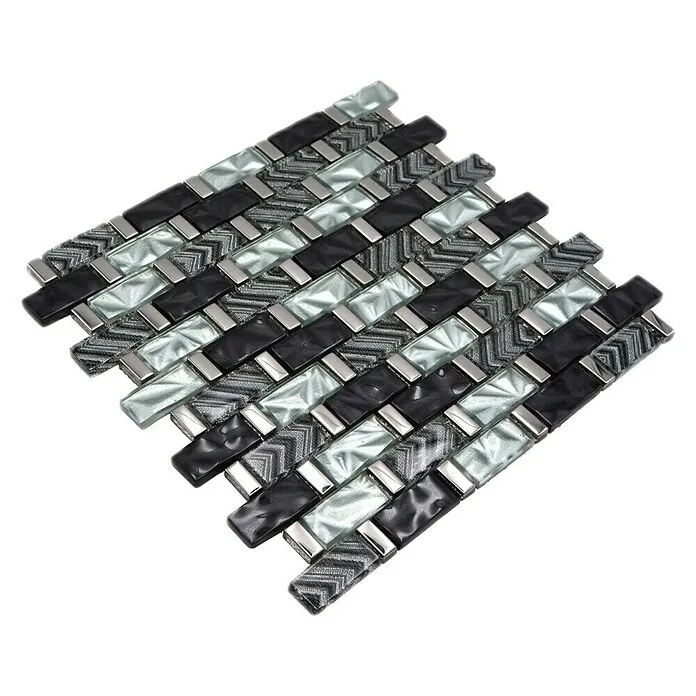 Mozaïektegel brick glas XCM MW10 - 31 x 30 cm, Zilver, Glanzend