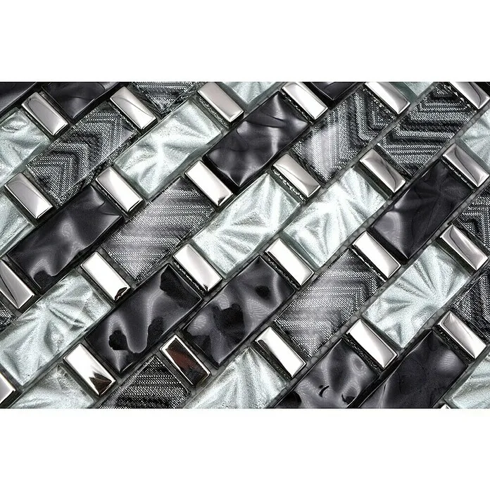 Mozaïektegel brick glas XCM MW10 - 31 x 30 cm, Zilver, Glanzend