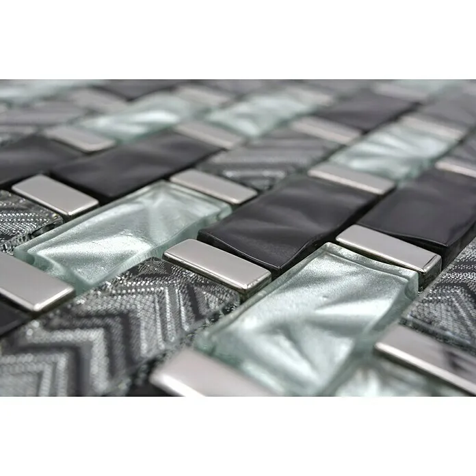 Mozaïektegel brick glas XCM MW10 - 31 x 30 cm, Zilver, Glanzend