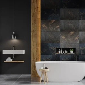 Natuurstenen vellen, set van 1.5m², zwart en goudkleurig, 10 vellen, IZIATE
