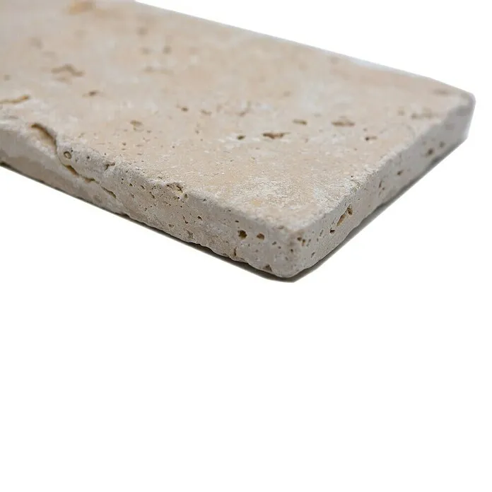 Tegel van antiek marmer rechthoek Chiaro FNT M460 - 15 x 7,5 cm, Lichtbruin, Mat