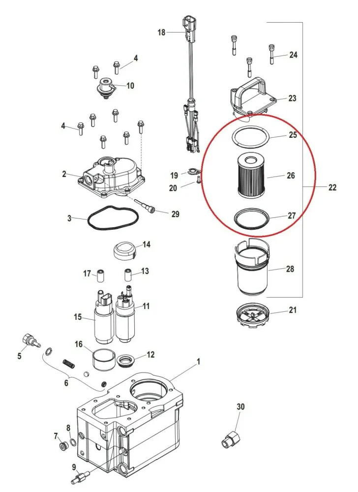 Gen III Fuel Filter Mercruiser - 35-8M0093688, 35-866171A1, 18-7977