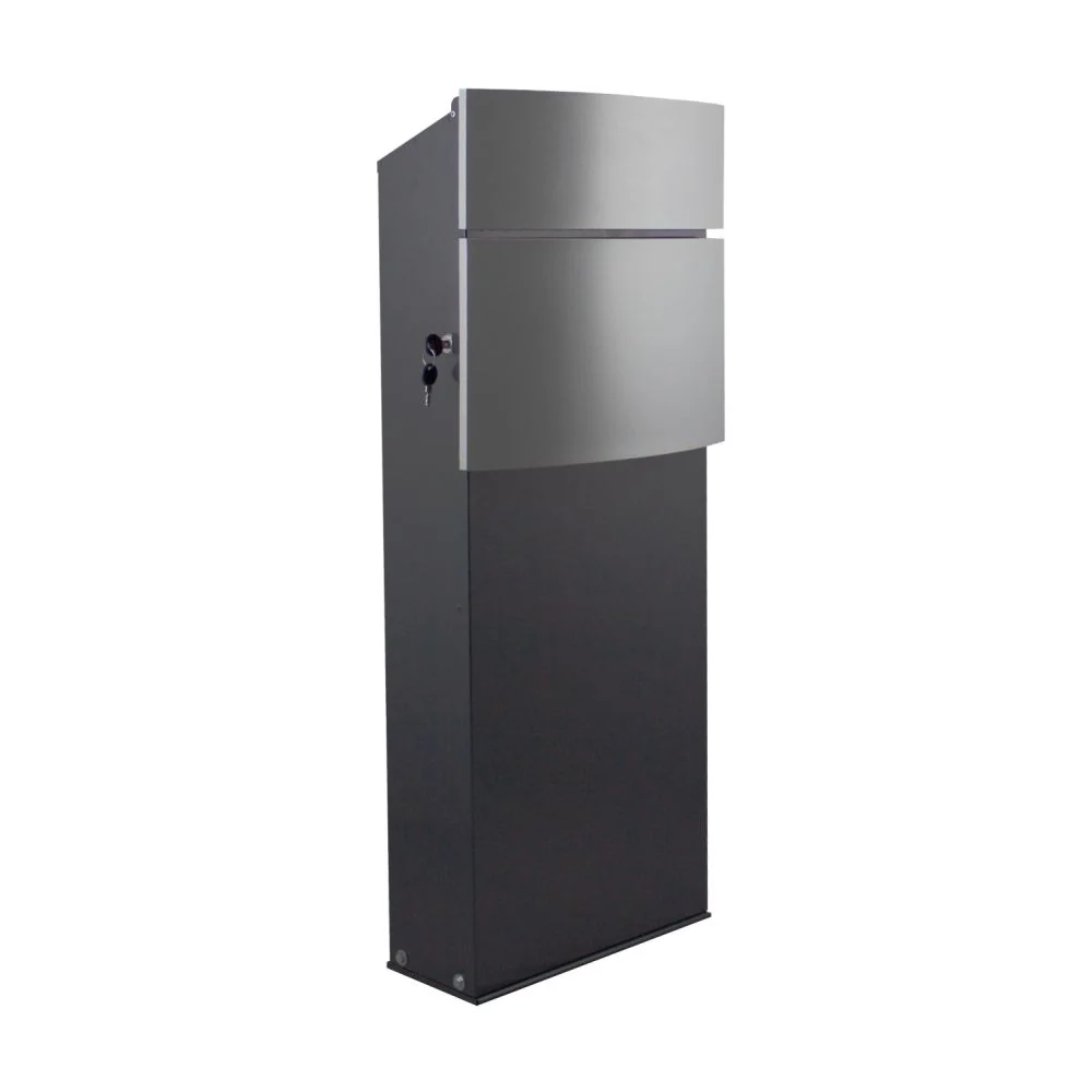 Safepost brievenbus 129 antracietgrijs RAL 9006 - voorzijde zilver RAL 7016