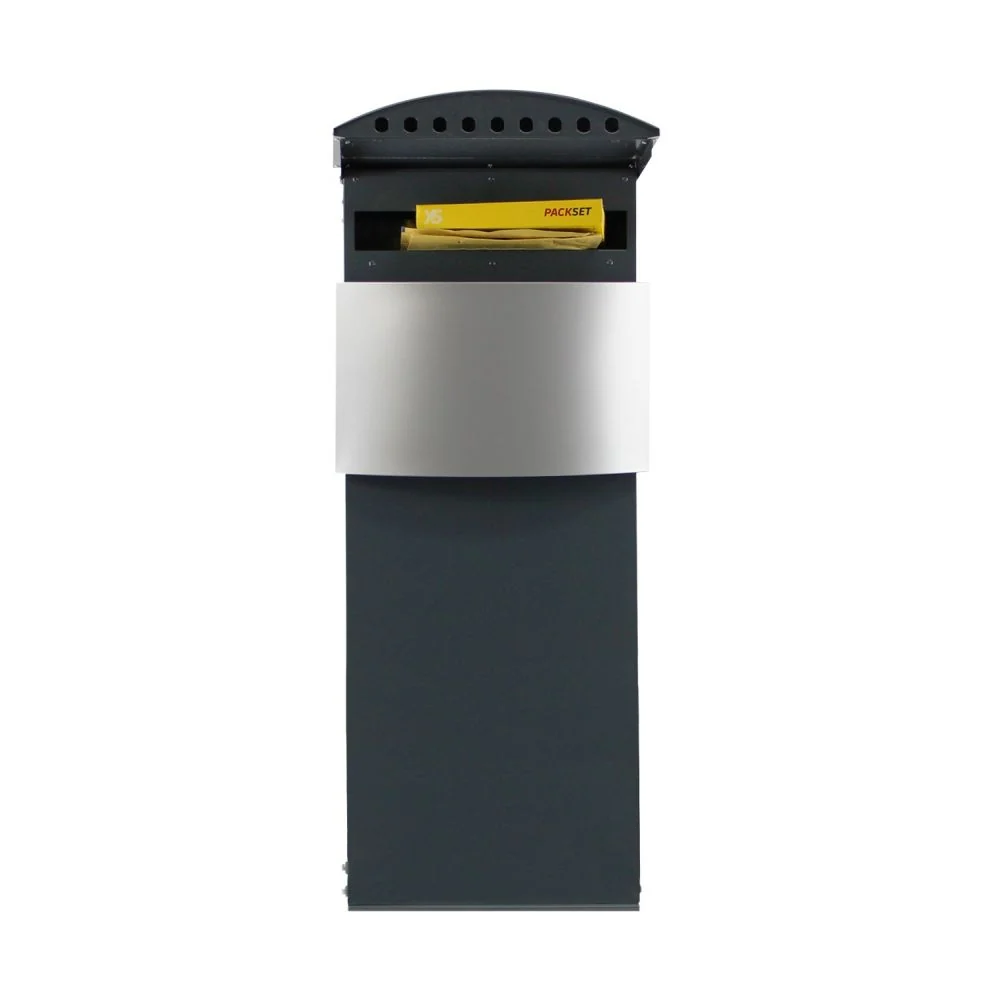 Safepost brievenbus 129 antracietgrijs RAL 9006 - voorzijde zilver RAL 7016
