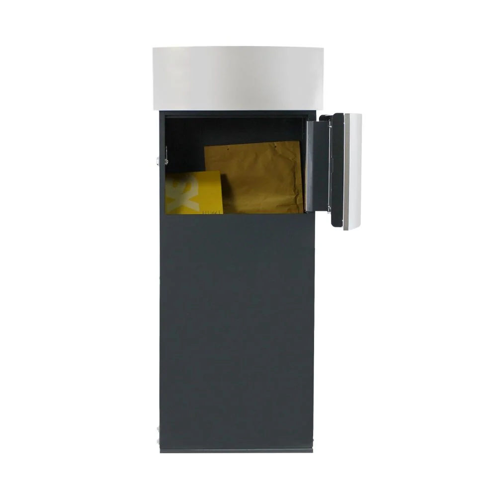Safepost brievenbus 129 antracietgrijs RAL 9006 - voorzijde zilver RAL 7016