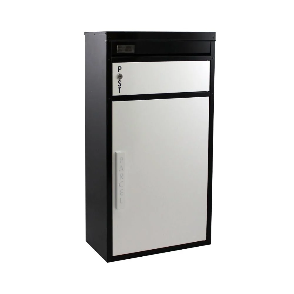 Safepost pakketbrievenbus 65 Tiamat met plat dak zwart/wit RAL 9005/9010