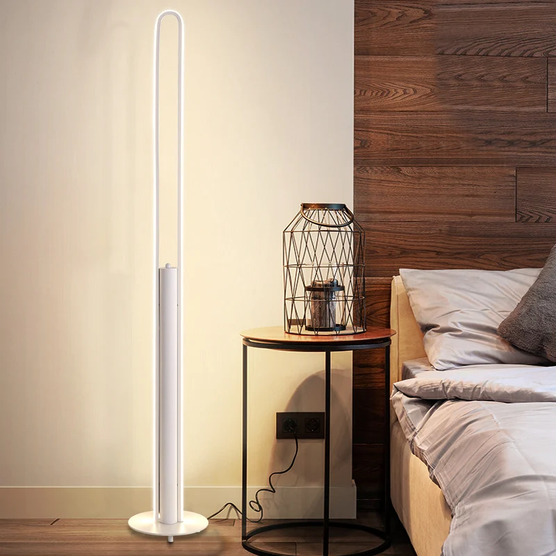 Acryl buisvormige leesvloerverlichting Minimalistische zwart/wit/gouden LED-staande lamp warm/wit helder