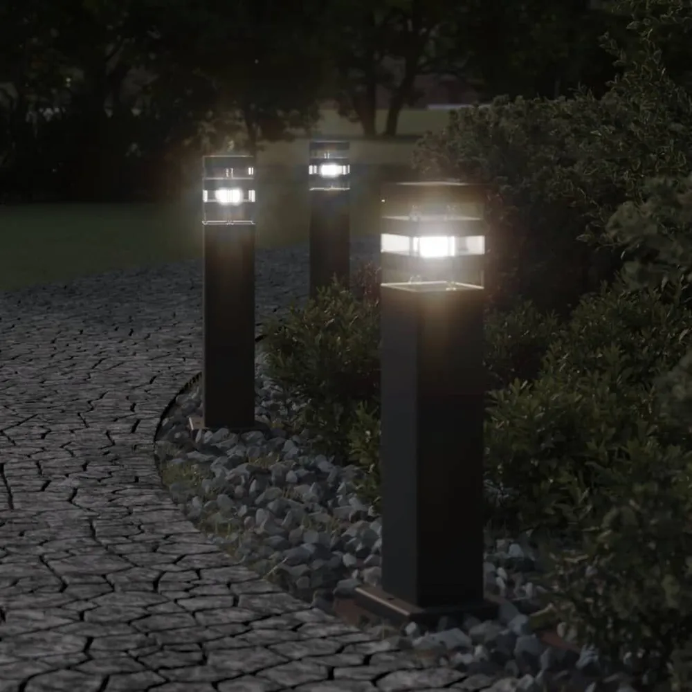 Vloerlampen voor buiten 50 cm aluminium zwart met bewegingssensor