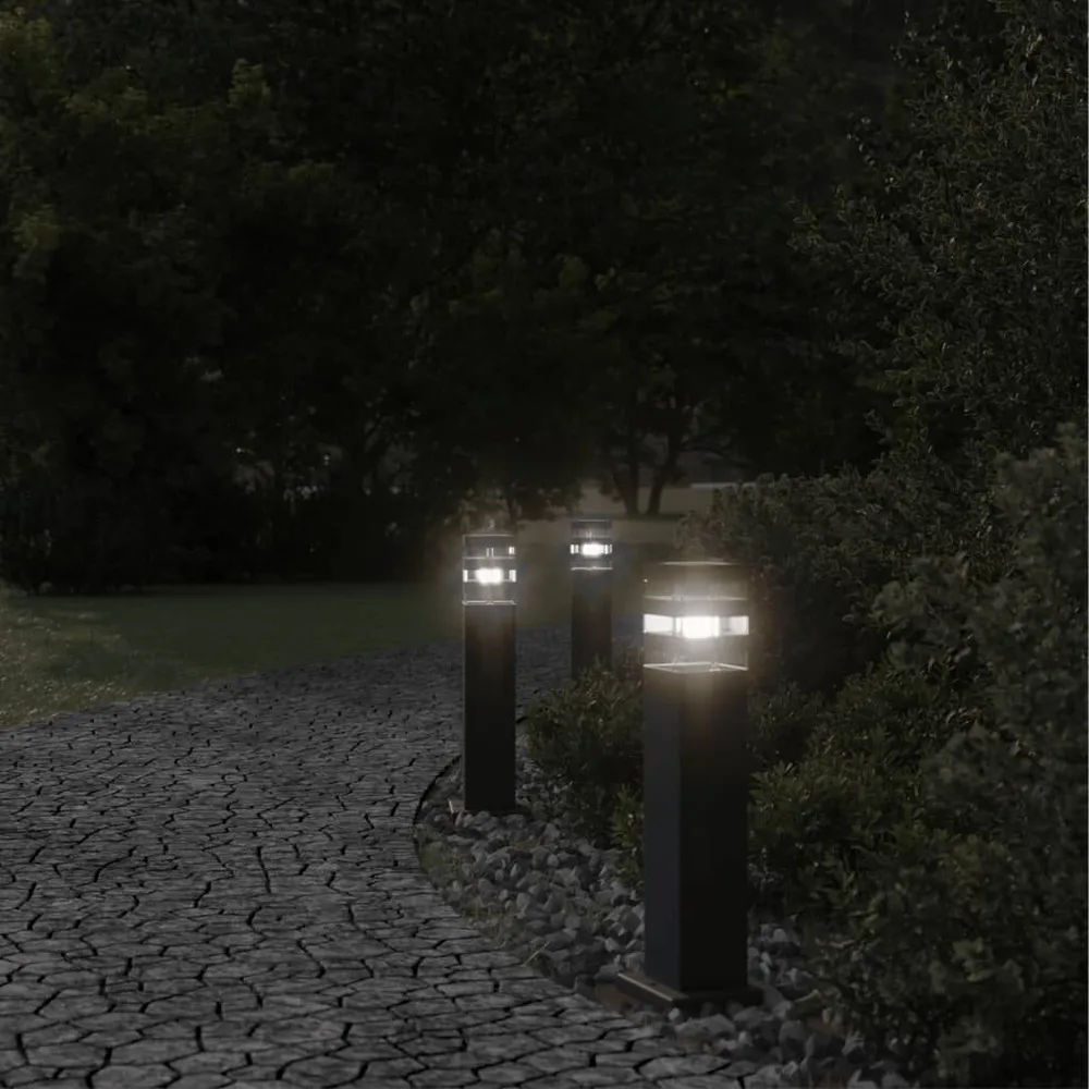 Vloerlampen voor buiten 50 cm aluminium zwart met bewegingssensor