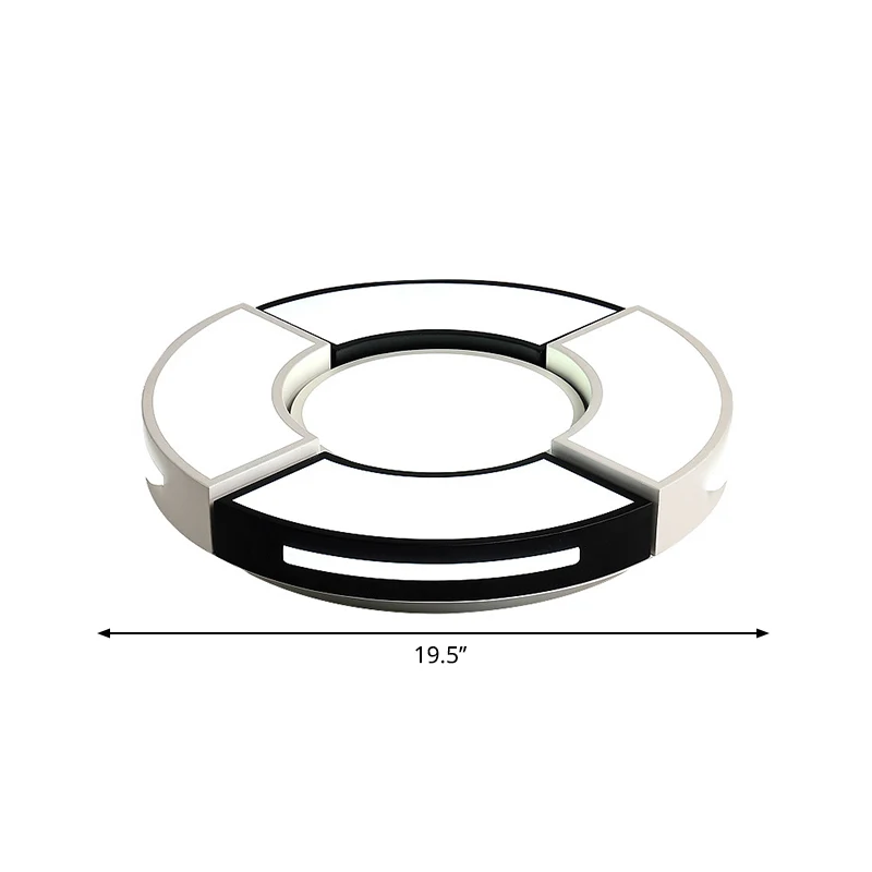 16"/19.5"/23.5" W Zwart and White Circular Flush Lamp Contemporary Metal Bedroom Flush Lighting Diffuser | Snel Leverbaar...