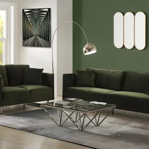Energiezuinige LED Staande lamp Artdéco OMBRAGE Metaal marmer - 140x35x180 cm - Zilver