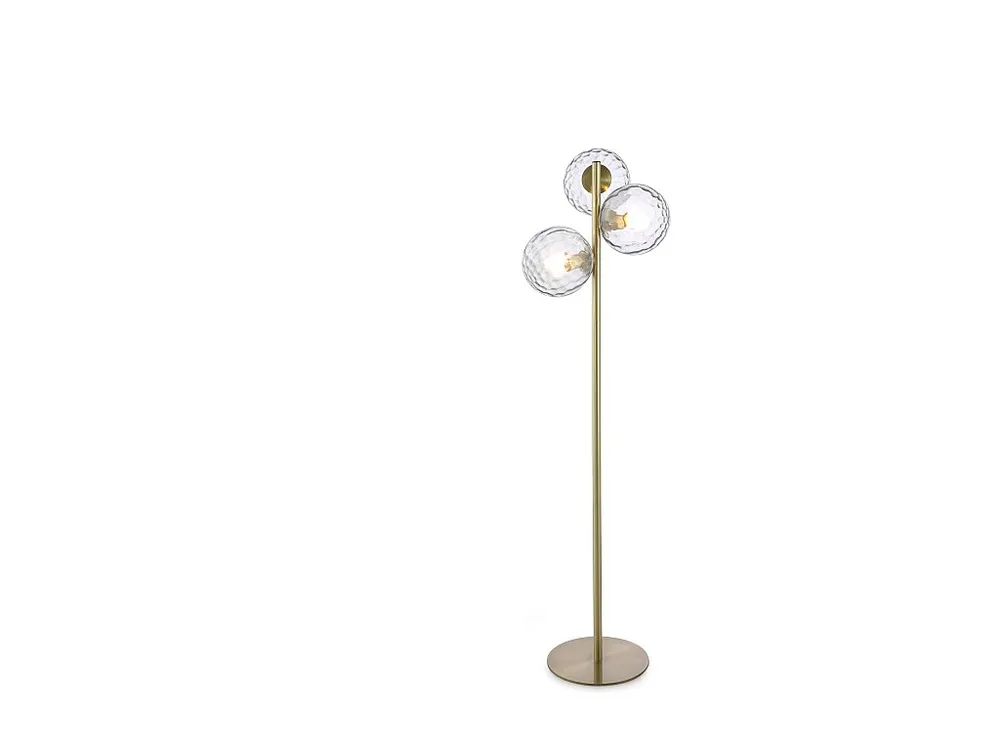 Gecertificeerd IP44 Hanglamp van metaal en gerookt glas - 3 bollen - L30 x D40 x H150 cm - Goudkleurig - SUSANNE