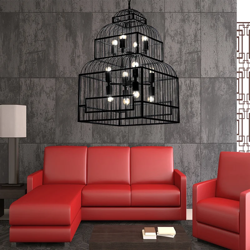 Gecertificeerd IP44 12 lampen metalen kroonluchter verlichting rustiek zwart/hout zichtbare lamp woonkamer hangend plafond...