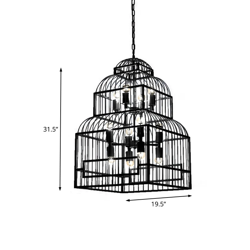 Gecertificeerd IP44 12 lampen metalen kroonluchter verlichting rustiek zwart/hout zichtbare lamp woonkamer hangend plafond...