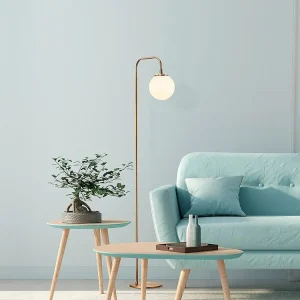 Gecertificeerd IP44 Ronde schemerlamp van metaal - H146 cm - Goudkleurig - LUNEA