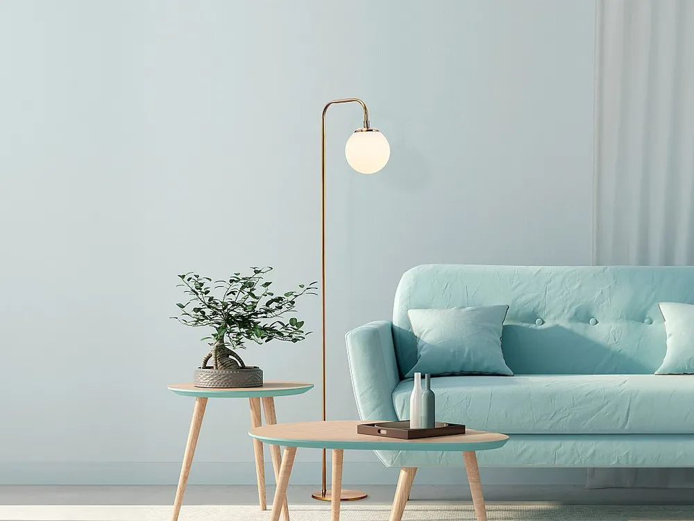 Gecertificeerd IP44 Ronde schemerlamp van metaal - H146 cm - Goudkleurig - LUNEA