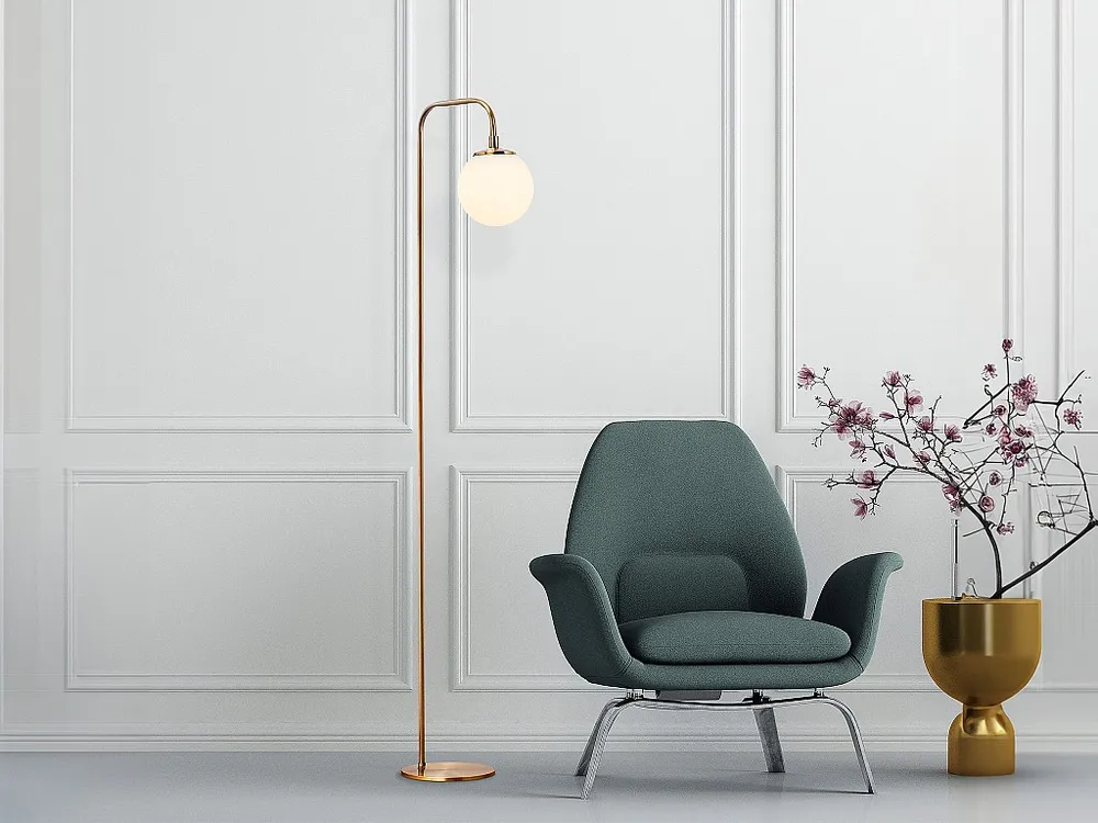 Gecertificeerd IP44 Ronde schemerlamp van metaal - H146 cm - Goudkleurig - LUNEA