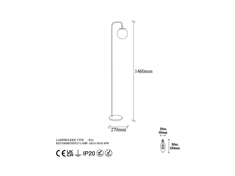 Gecertificeerd IP44 Ronde schemerlamp van metaal - H146 cm - Goudkleurig - LUNEA