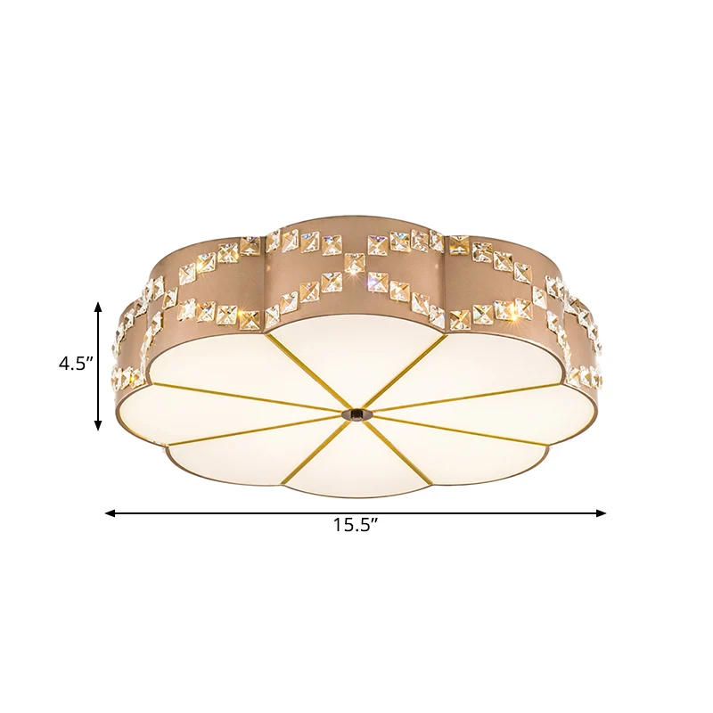 Helder Crystal Blocks Gold Finish Light Fixture Flower 15.5"/19.5" W LED Modern Flushmount Ceiling Lamp Gold