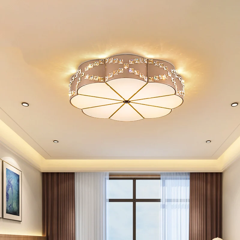 Helder Crystal Blocks Gold Finish Light Fixture Flower 15.5"/19.5" W LED Modern Flushmount Ceiling Lamp Gold