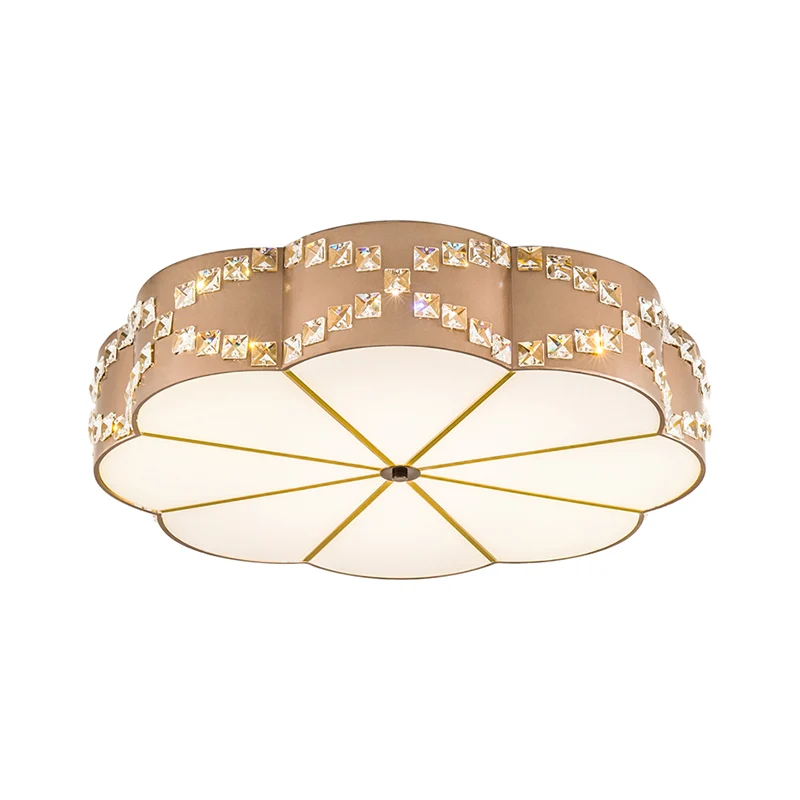 Helder Crystal Blocks Gold Finish Light Fixture Flower 15.5"/19.5" W LED Modern Flushmount Ceiling Lamp Gold
